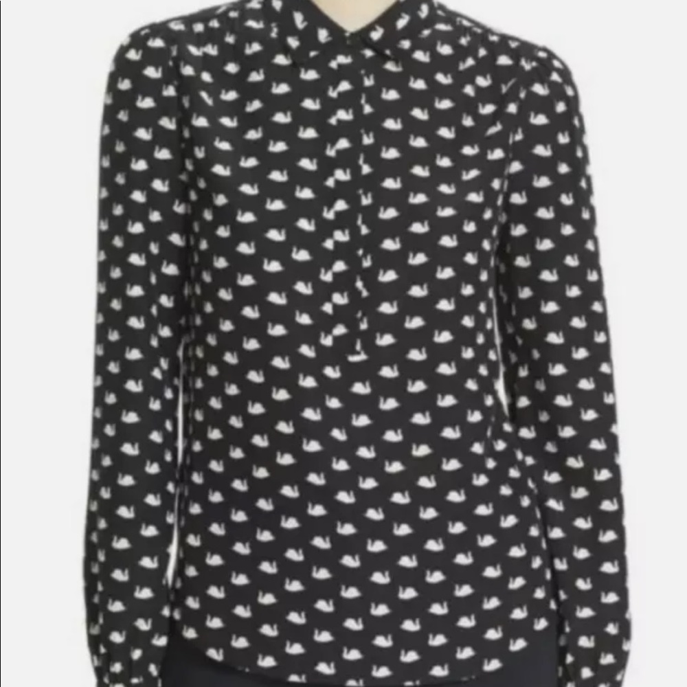 Kate Spade Black blouse with Swans XL